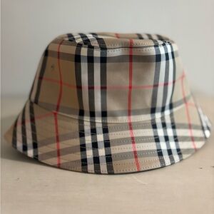 Burberry Beige Checkered Bucket Hat